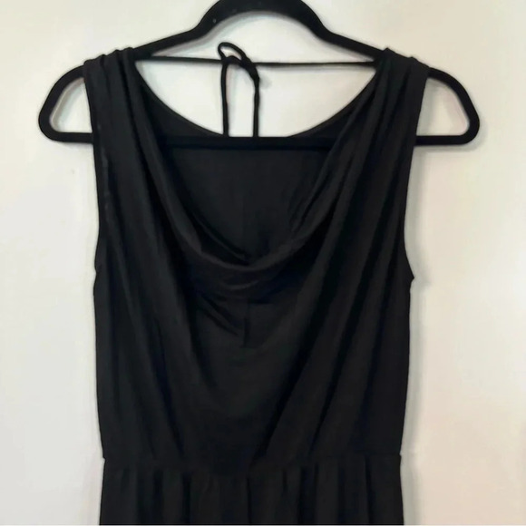 Lanston Women’s Black Sleeveless Side Slit Drape Tie Back Maxi Dress Size XS NWT - Picture 8 of 9